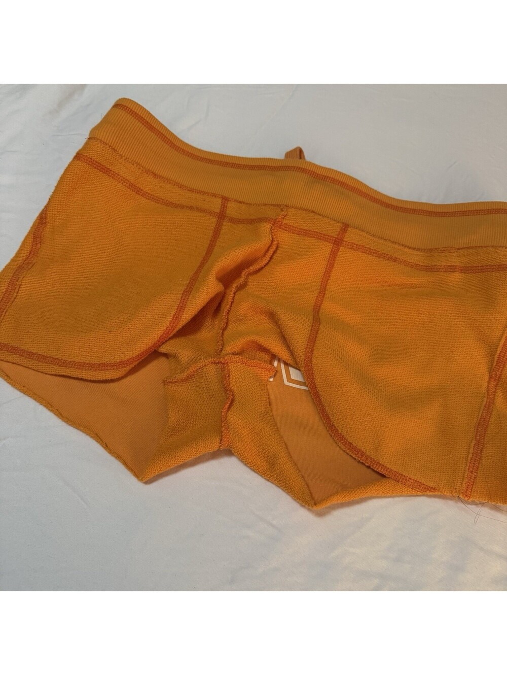 Vintage Y2K Victoria’s Secret PINK University Of Pink Orange Raw Hem Shorts Sz M - Picture 8 of 8